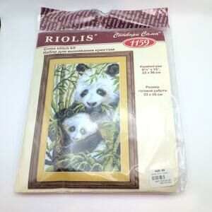NEW Unopened 2010 Riolis Panda Bears Russian CrossStitch Art Needlepoint Kit